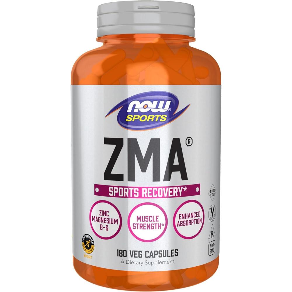 imageNOW Foods Sports Nutrition ZMA Zinc Magnesium and Vitamin B6 Enhanced Absorption Sports Recovery 180 Capsules