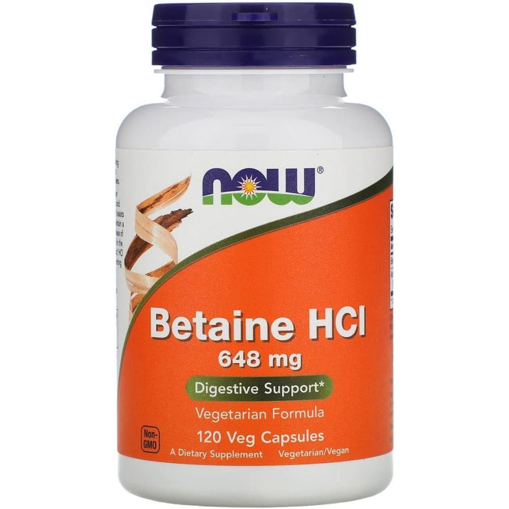 imageNOW Foods Supplements Betaine HCl 648 mg Vegetarian Formula Digestive Support 120 Veg Capsules120 Count Pack of 2