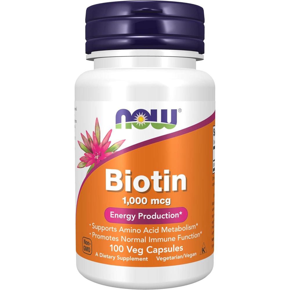 imageNOW Foods Supplements Biotin 1000 mcg Amino Acid Metabolism Energy Production 100 CapsulesUnflavored