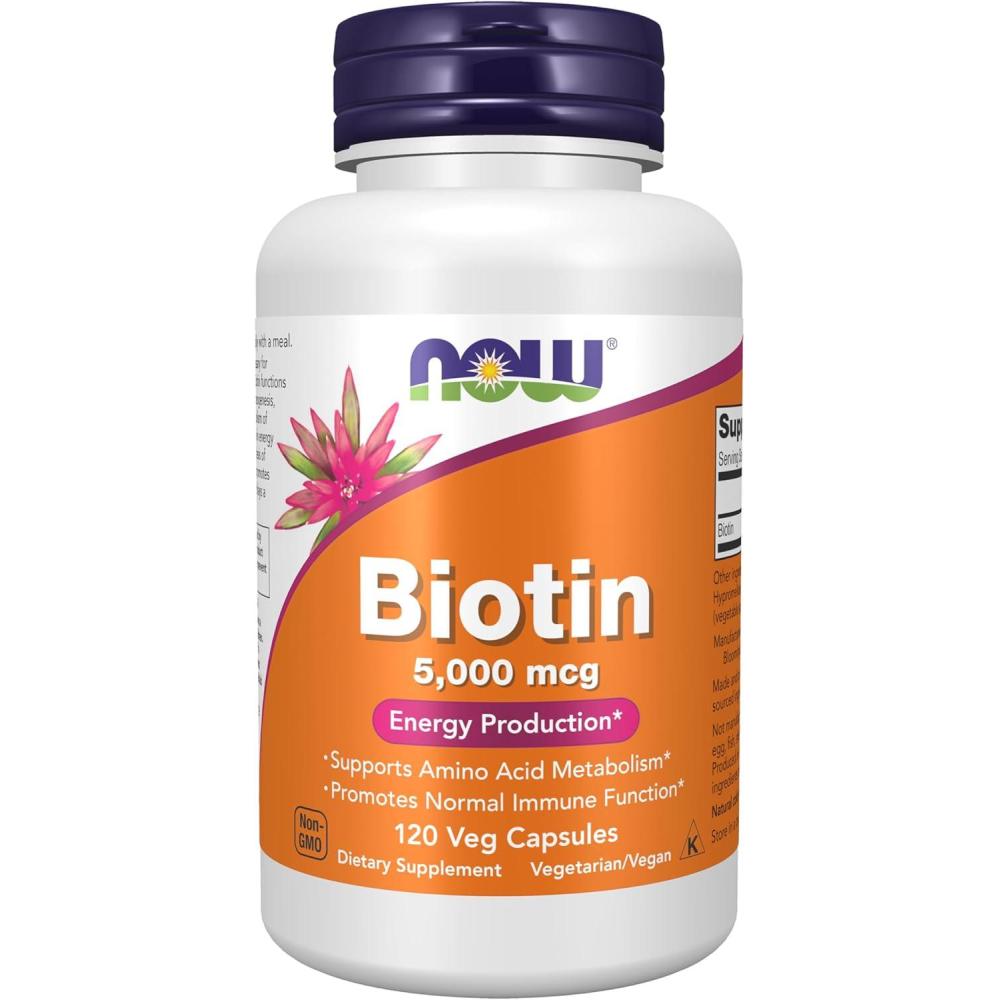 imageNOW Foods Supplements Biotin 5000 mcg Amino Acid Metabolism Energy Production 60 Veg Capsules120 Count Pack of 1