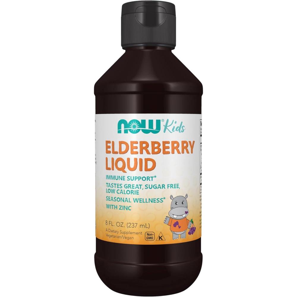 imageNOW Foods Supplements Liquid Elderberry for Kids with Zinc and Astragalus Immune Support 8Ounce packaging may vary8 Fl Oz Pack of 1