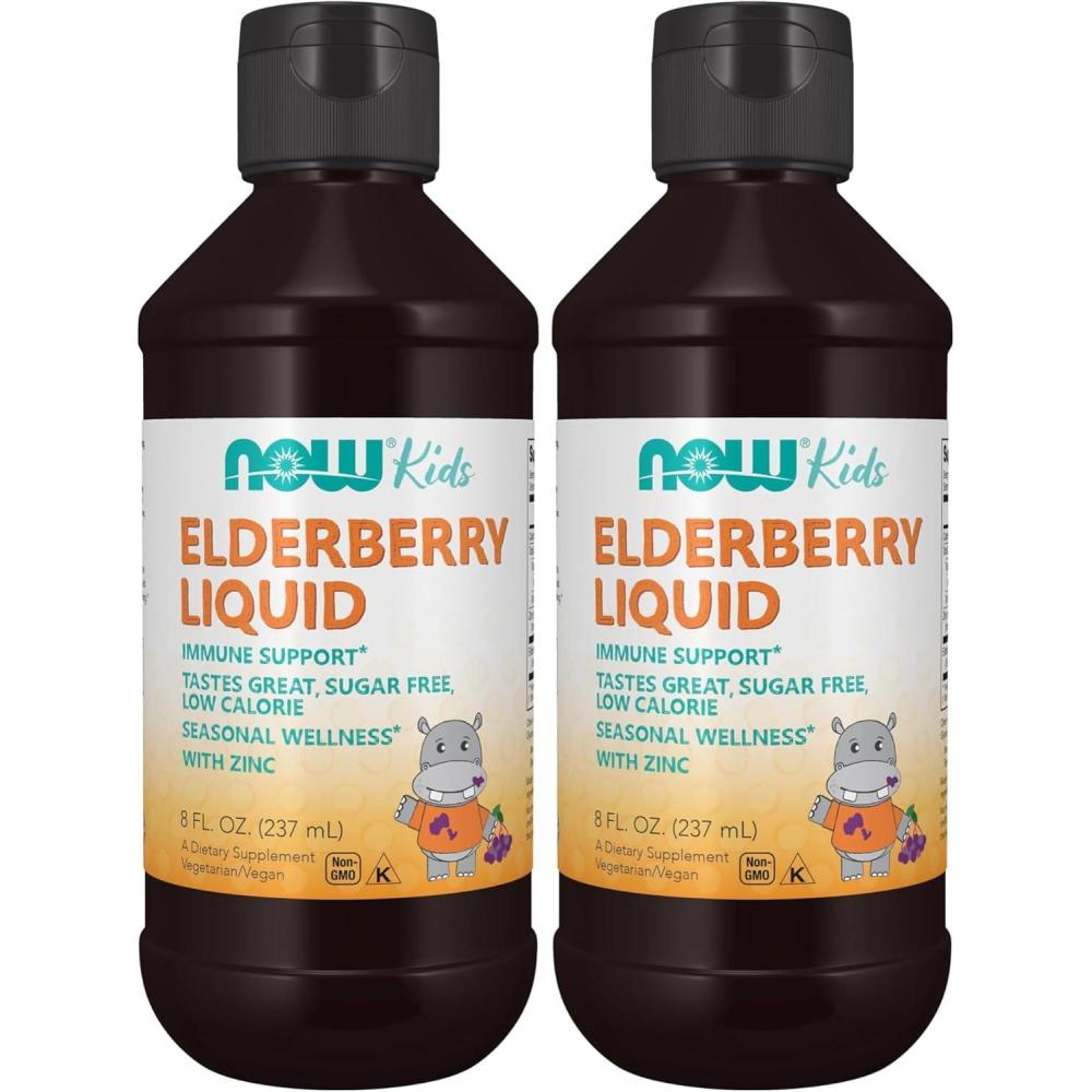imageNOW Foods Supplements Liquid Elderberry for Kids with Zinc and Astragalus Immune Support 8Ounce packaging may vary8 Fl Oz Pack of 2