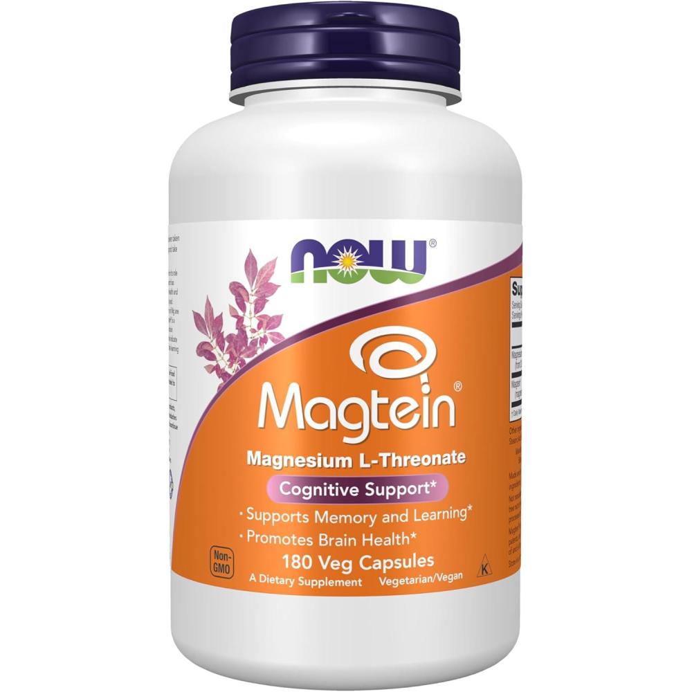 imageNOW Foods Supplements Magtein with patented form of Magnesium Mg Cognitive Support 90 Veg Capsules180 Count Pack of 1