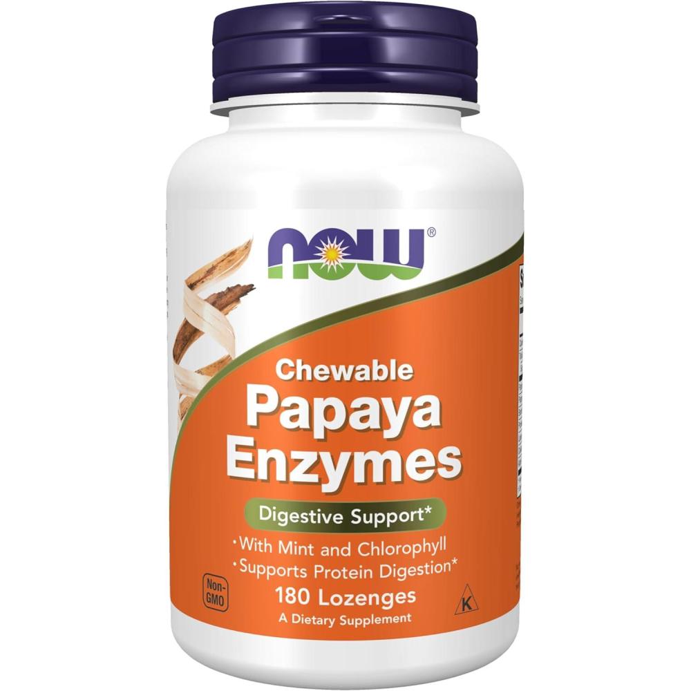imageNOW Foods Supplements Papaya Enzyme with Mint and Chlorophyll Digestive Support 360 Chewable Lozenges180 Count Pack of 1