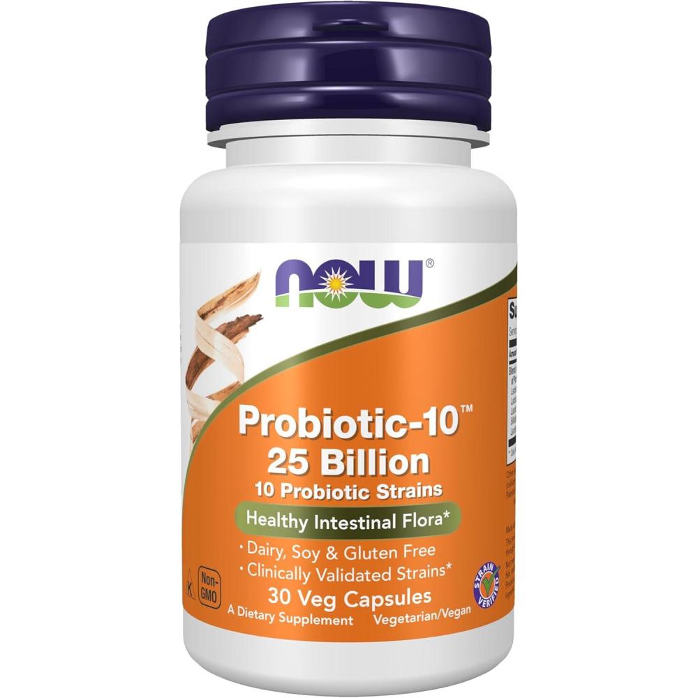 imageNOW Foods Supplements Probiotic10 25 Billion with 10 Probiotic Strains Dairy Soy and Gluten Free Strain Verified 100 Veg Capsules30 Count Pack of 1