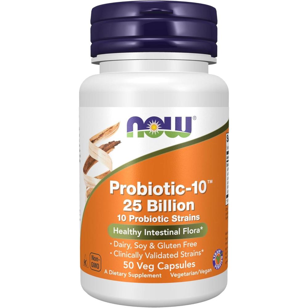 imageNOW Foods Supplements Probiotic10 25 Billion with 10 Probiotic Strains Dairy Soy and Gluten Free Strain Verified 100 Veg Capsules50 Count Pack of 1