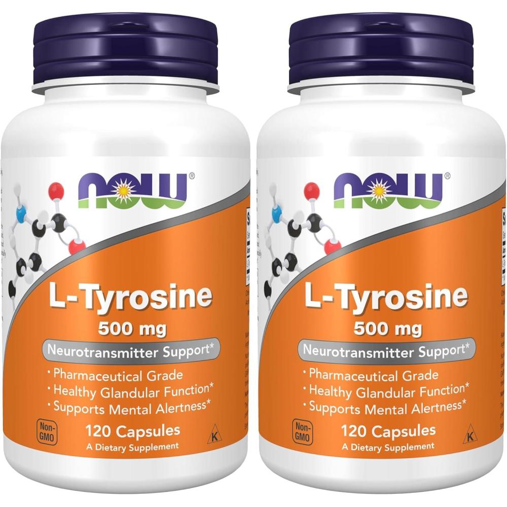 imageNOW Supplements LTyrosine 500 mg Supports Mental Alertness Neurotransmitter Support 120 Capsules120 Count Pack of 2