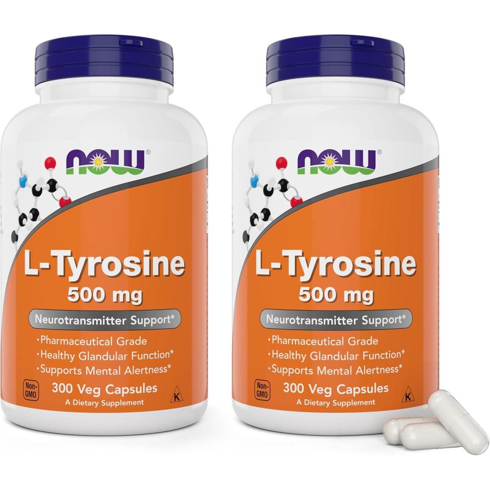 imageNOW Supplements LTyrosine 500 mg Supports Mental Alertness Neurotransmitter Support 120 Capsules300 Count Pack of 2