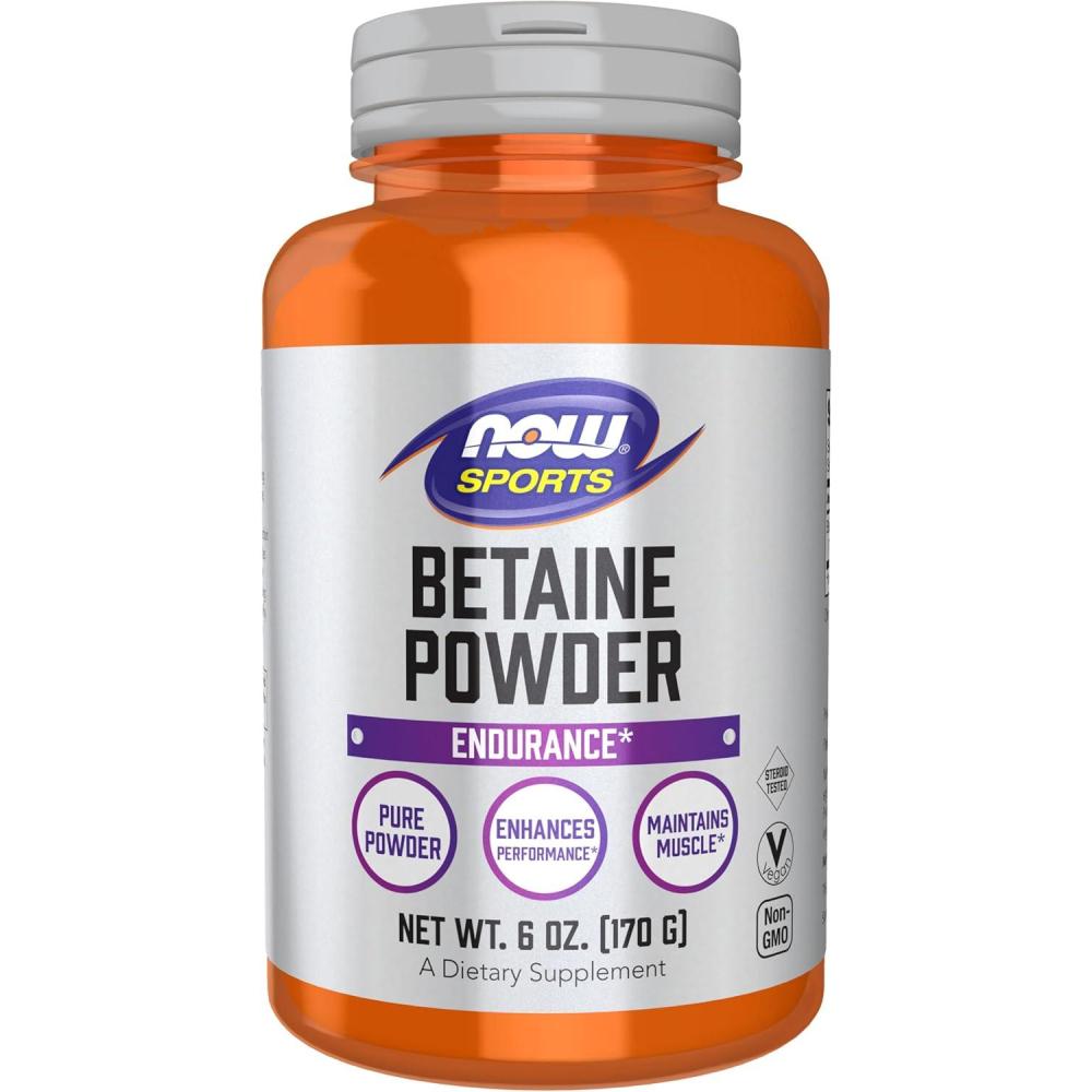 imageNow Sports Nutrition Betaine Powder Endurance Pure Powder Enhances Performance Maintains Muscle 6 oz 170 g