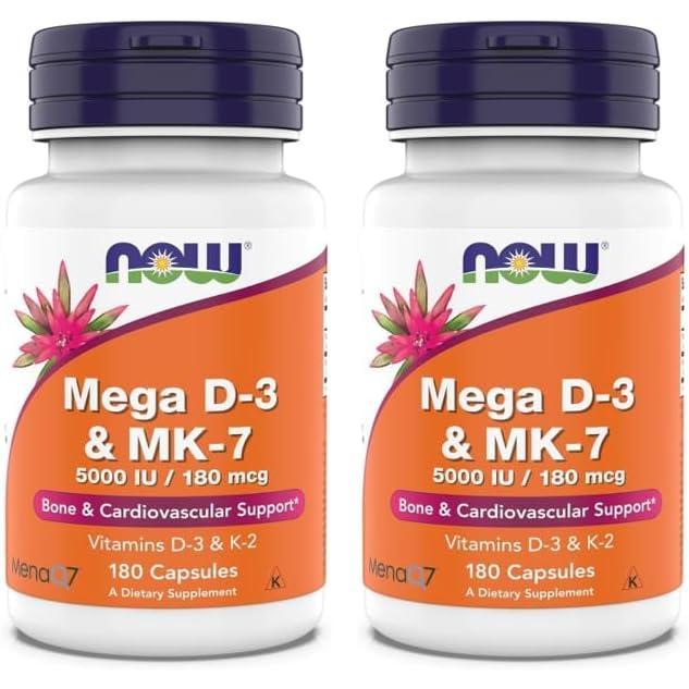 imageNow Supplements Mega D3 amp MK7 5000 IU  180 mcg Bone amp Cardiovascular Support Vitamins K3 amp K2 180 Capsules2
