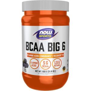 NOW Foods Sports Nutrition, BCAA (Branched Chain Amino Acids) Big 6, Grape Flavor, 600 Grams(Grape)