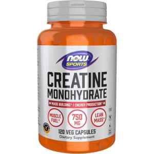 NOW Foods Sports Nutrition, Creatine Monohydrate 750 mg, Mass Building*/Energy Production*, 120 Veg Capsules(Unflavored)