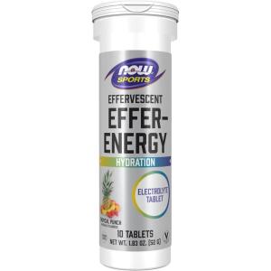 NOW Foods Sports Nutrition, Effervescent Effer-Energy, Electrolyte Supplement, Energy*/ Recovery*, Tropical Punch, 10 Tablets(Tropical Punch)