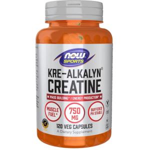 NOW Foods Sports Nutrition, Kre-Alkalyn Creatine 750 mg, Mass Building*/Energy Production*, 240 Veg Capsules(120 Count (Pack of 1))