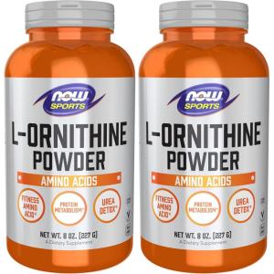 NOW Foods Sports Nutrition, L- Ornithine Powder, Protein Metabolism* and Urea Detox*, Amino Acids, 8-Ounce(8 Ounce (Pack of 2))