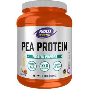 NOW Foods Sports Nutrition, Pea Protein 25 g With BCAAs, Easily Digested, Vanilla Toffee Powder, 2-Pound