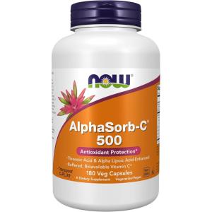 NOW Foods Supplements, AlphaSorb-C™ 500 mg with Threonic Acid & Alpha Lipoic Acid Enhanced, 180 Veg Capsules(180 Count (Pack of 1))