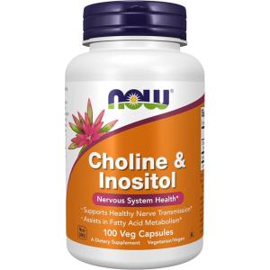 NOW Foods Supplements, Choline & Inositol 500 mg, Healthy Nerve Transmission*, Nervous System Health*, 100 Capsules(1)