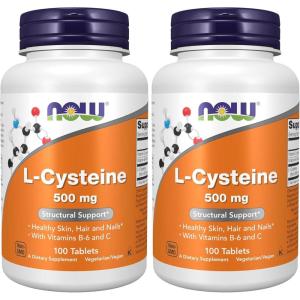 NOW Foods Supplements, L-Cysteine 500 mg with Vitamins B-6 and C, Structural Support*, 100 Tablets(100 Count (Pack of 2))