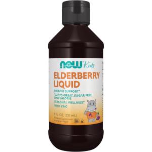 NOW Foods Supplements, Liquid Elderberry for Kids with Zinc and Astragalus, Immune Support*, 8-Ounce, packaging may vary(8 Fl Oz (Pack of 1))