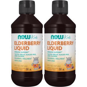 NOW Foods Supplements, Liquid Elderberry for Kids with Zinc and Astragalus, Immune Support*, 8-Ounce, packaging may vary(8 Fl Oz (Pack of 2))