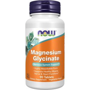 NOW Foods Supplements, Magnesium Glycinate 100 mg, Highly Absorbable Form, 180 Tablets(Unflavored)