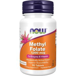 NOW Foods Supplements, Methyl Folate 1,000 mcg, Metabolically Active Folate*, Co-Enzyme B Vitamin, 90 Tablets(Supplements)