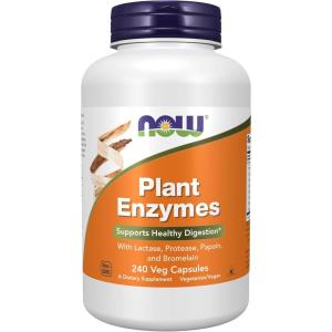 NOW Foods Supplements, Plant Enzymes with Lactase, Protease, Papain and Bromelain, 240 Veg Capsules(240 Count (Pack of 1))