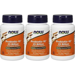 NOW Foods Supplements, Probiotic-10™, 25 Billion, with 10 Probiotic Strains, Dairy, Soy and Gluten Free, Strain Verified, 100 Veg Capsules(50 Count (Pack of 3))