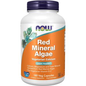 NOW Foods Supplements, Red Mineral Algae Plus Vitamin D-2, Joint Health*, 180 Veg Capsules(180 Count (Pack of 1))