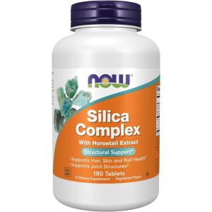 NOW Foods Supplements, Silica Complex with Horsetail Extract, Supports Hair, Skin and Nail Health*, Structural Support*, 180 Tablets(Unflavored)
