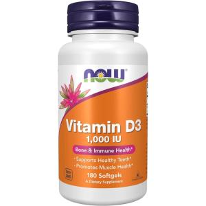 NOW Foods Supplements, Vitamin D-3 1,000 IU, High Potency, Structural Support*, 360 Softgels(180 Count (Pack of 1))