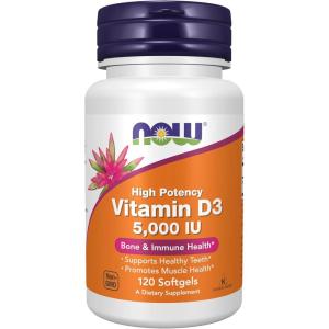NOW Foods Supplements, Vitamin D-3 5,000 IU, High Potency, Structural Support*, 240 Softgels(Unflavored)