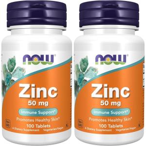 NOW Foods Supplements, Zinc (Zinc Gluconate) 50 mg, Supports Enzyme Functions*, Immune Support*, 100 Tablets(100 Count (Pack of 2))