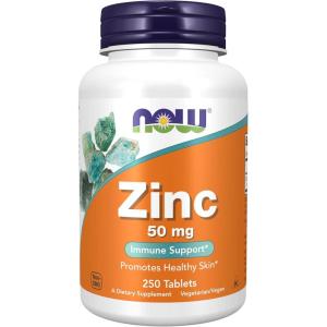 NOW Foods Supplements, Zinc (Zinc Gluconate) 50 mg, Supports Enzyme Functions*, Immune Support*, 100 Tablets(250 Count (Pack of 1))