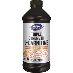 NOW Sports Nutrition, L-Carnitine Liquid, Triple Strength 3000 mg, Citrus, 16-Ounce