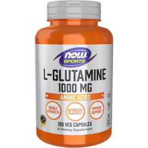 NOW Sports Nutrition, L-Glutamine, Double Strength 1,000 mg, Amino Acid, 240 Veg Capsules(120 Count (Pack of 1))