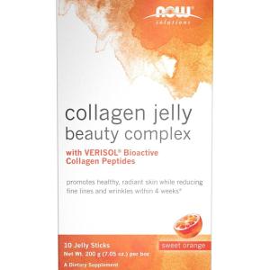 Now Foods Solutions, Collagen Jelly Beauty Complex, Sweet Plum Flavor, 10 Jelly Sticks(Sweet Orange)
