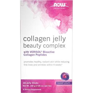 Now Foods Solutions, Collagen Jelly Beauty Complex, Sweet Plum Flavor, 10 Jelly Sticks(Sweet Plum)