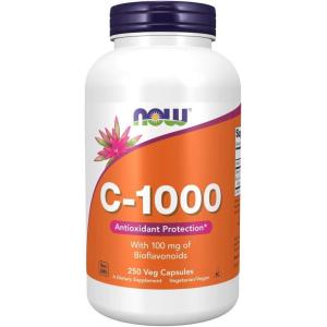Now Supplements, Vitamin C-1,000 with 100 mg of Bioflavonoids, Antioxidant Protection*, 250 Veg Capsules (Pack of 2)