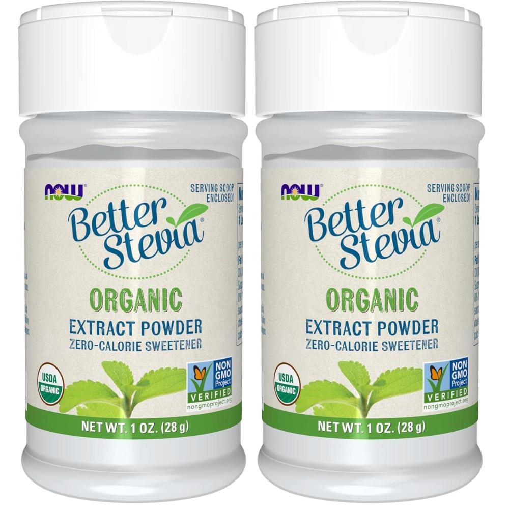 imageNOW Foods BetterStevia Organic ZeroCalorie Extract Powder Keto Friendly Suitable for Diabetics No Erythritol 1 Pound1 Ounce Pack of 2