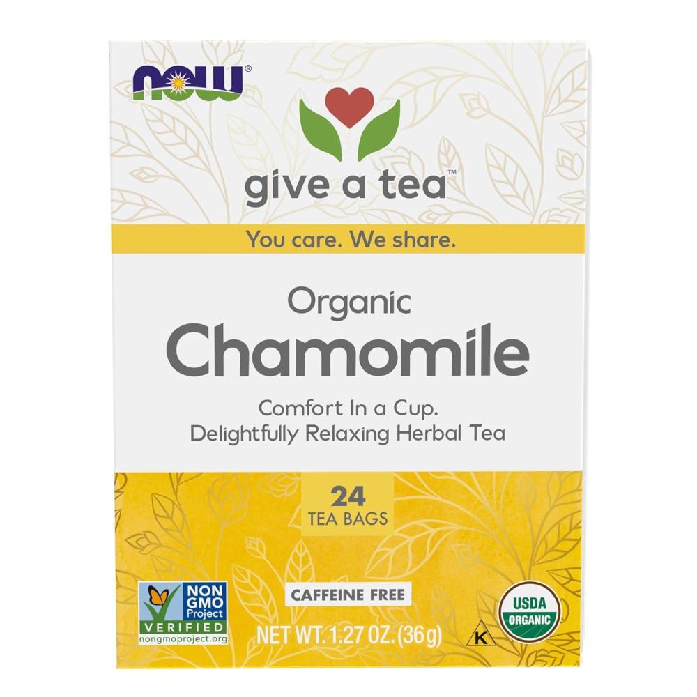 imageNOW Foods Chamomile Tea Comfort in a Cup Relaxing and CaffeineFree NonGMO Premium Unbleached Tea Bags with NoStaples Design 24CountChamomile