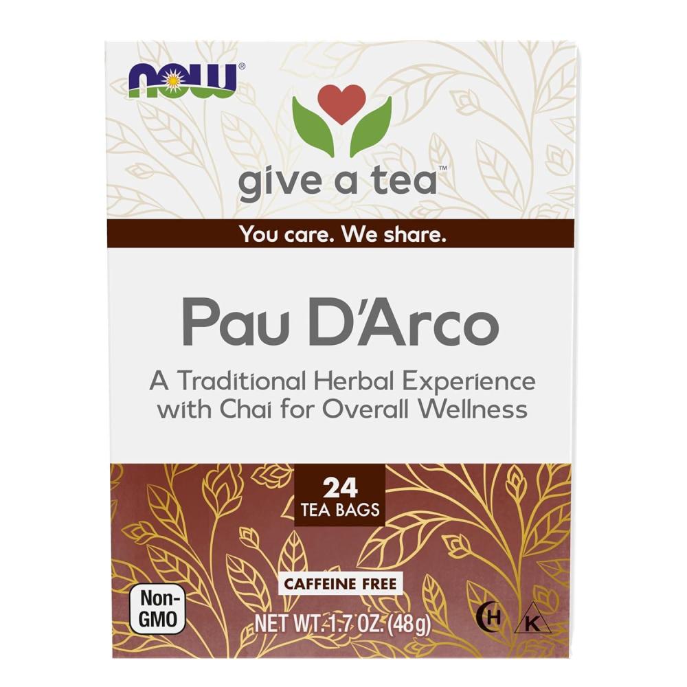 imageNOW Foods Give a Tea Ojibwa Tea Herbal CaffeineFree 24 bags traditional North American blend for overall wellnessPau DArco