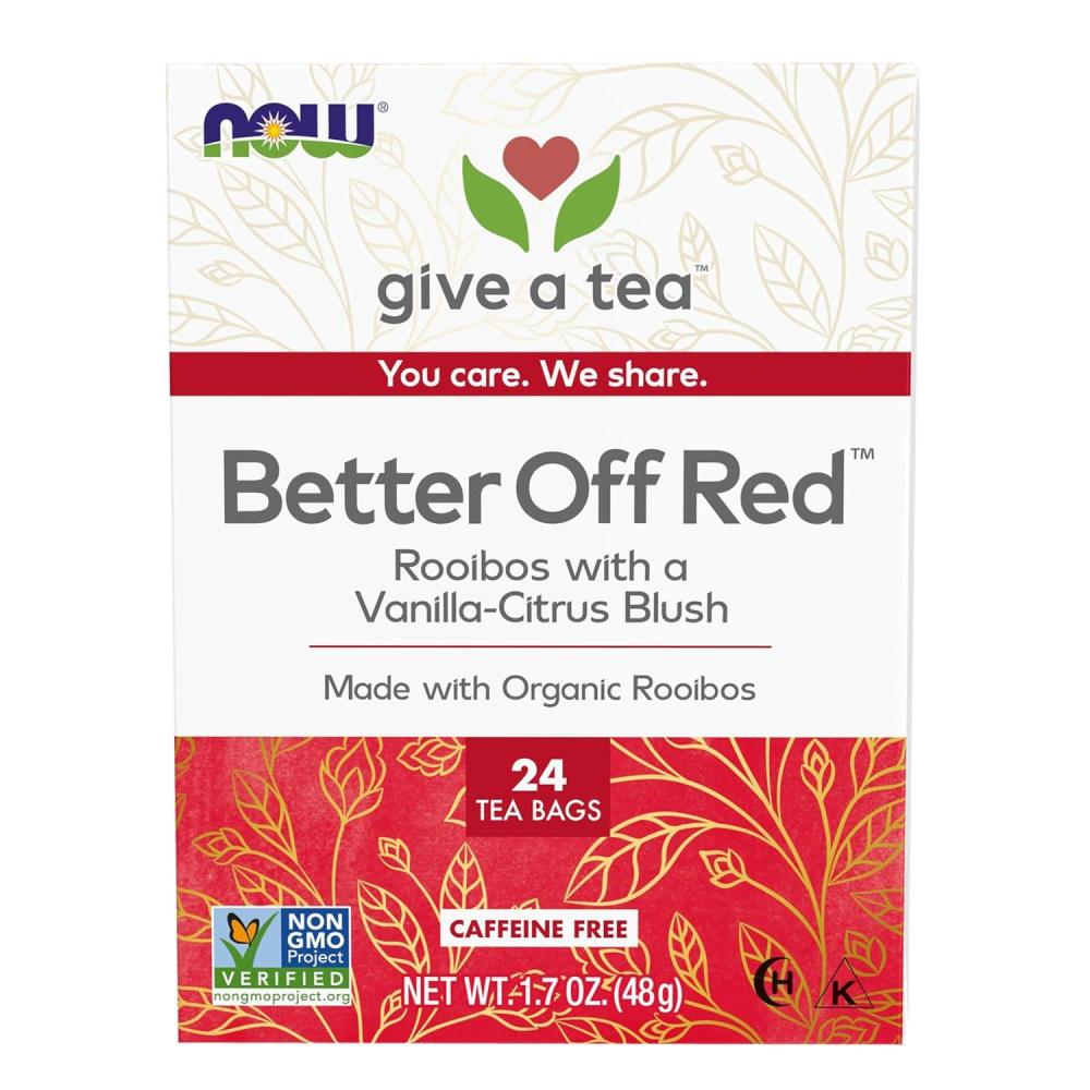 imageNOW Foods Give a Tea Organic Black Tea Robust Rich Flavor with Naturally Occurring Caffeine 24CountRooibos