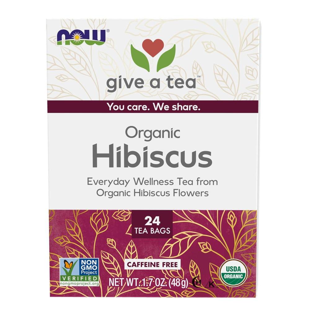 imageNOW Foods Organically Hip Hibiscus Tea CaffeineFree NonGMO No Added Colors Preservatives or Sugars Premium Unbleached Tea Bags with our NoStaples Design 24CountOrganically Hip Hibiscus