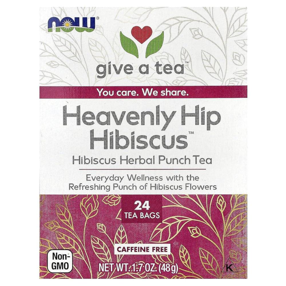 imageNOW Foods Organically Hip Hibiscus Tea CaffeineFree NonGMO No Added Colors Preservatives or Sugars Premium Unbleached Tea Bags with our NoStaples Design 24CountHeavenly Hip Hibiscus