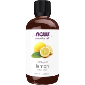 NOW Essential Oils, Lemon Oil, Cheerful Aromatherapy Scent, Cold Pressed, 100% Pure, Vegan, Child Resistant Cap, 4-Ounce(4 Fl Oz (Pack of 1))