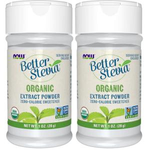 NOW Foods BetterStevia Organic Zero-Calorie Extract Powder, Keto Friendly, Suitable for Diabetics, No Erythritol, 1 Pound(1 Ounce (Pack of 2))