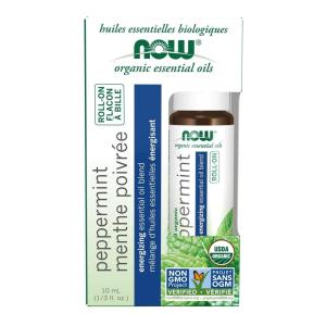 NOW Foods Essential Oils, Lavender Roll-On, Certified Organic, Calming Blend, Steam Distilled, Topical Aromatherapy, 10-mL(Peppermint)