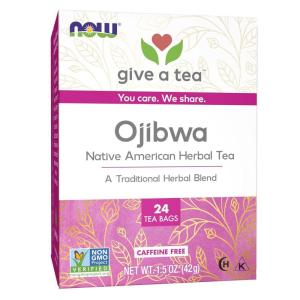 NOW Foods Give a Tea™ Ojibwa Tea, Herbal, Caffeine-Free, 24 bags, traditional North American blend for overall wellness(Ojibwa)